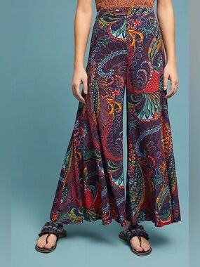 Anthropologie Ett:Twa Takutea Paisley Wide Leg Pants Multicolor Size 6